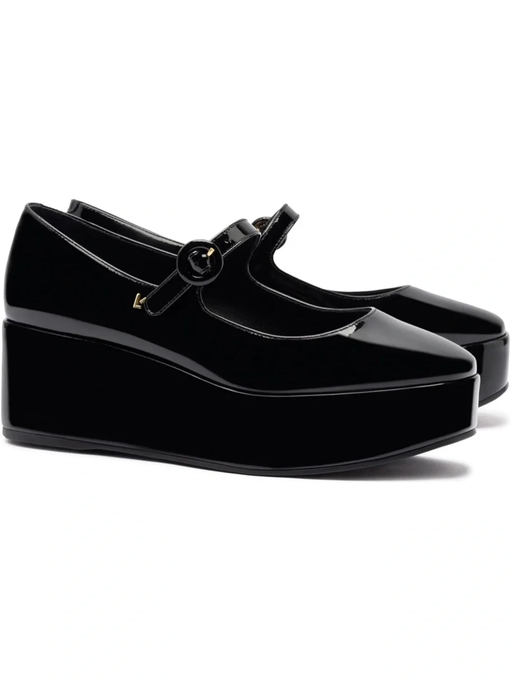 LARROUDE Black Patent Leather Blair Ballet Flatform Platform Mary Janes 10 NEW